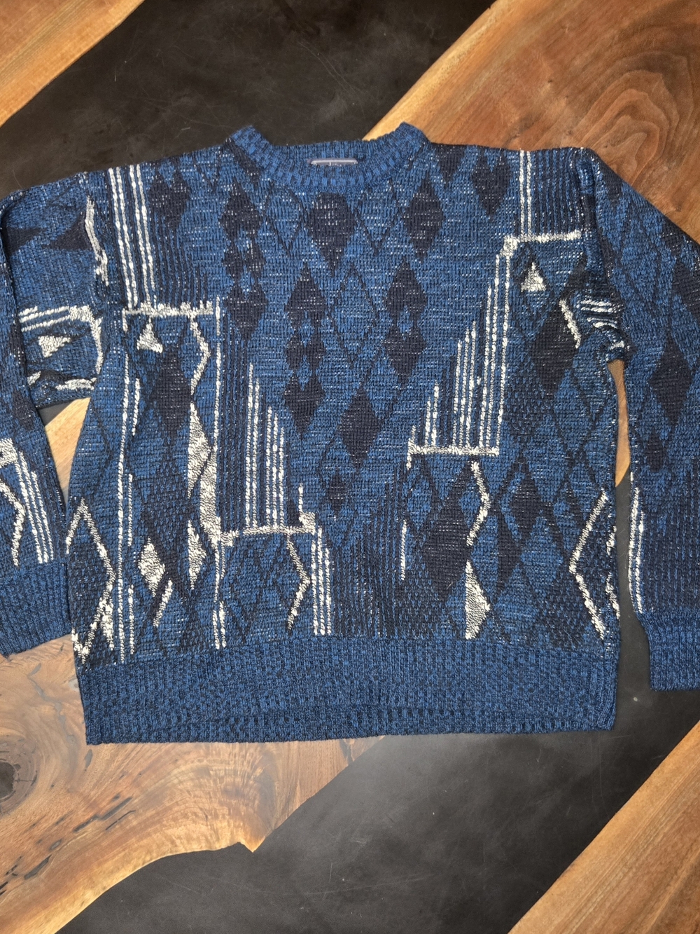 Men's Blue Geometric Crewneck Sweater